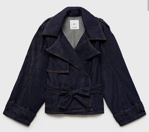 Mango denim jacket with - mango, belt