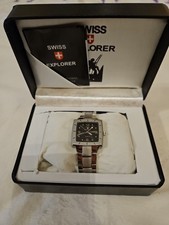 Swiss Explorer S-4002 Men's Quartz Watch Stainless Steel Strap