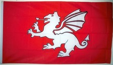WHITE DRAGON FLAG OF THE ENGLISH 5ft x 3ft - Anglo-Saxon, England, Patriotic