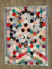 Retro Hexagon Cot Toddler Bed Single Lap Patchwork Quilt Handmade Fleece PlayMat