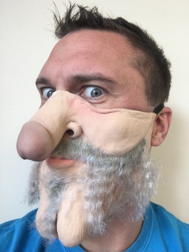 Funny half face - half, man