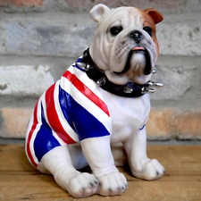 British Bulldog Ornament Union Jack Patriotic Dog Figure 22cm Resin Decorative