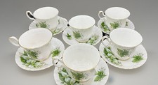 6 Vintage Royal Albert 6 oz Teacup, Saucer  & Side Plate "Trillium" Bone China
