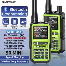 Twin Pack Baofeng UV-5R Mini 5W Radios Bluetooth Channel Sync Type-C Ham Radio