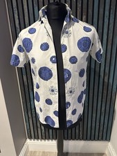 Vintage Gianni Versace Kids Shirt 10Y 34 Blue Medusa Print Made in Italy 90s