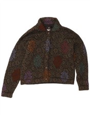 PERUVIAN CONNECTION Womens Cardigan Sweater UK 16 Large Khaki Floral QH15
