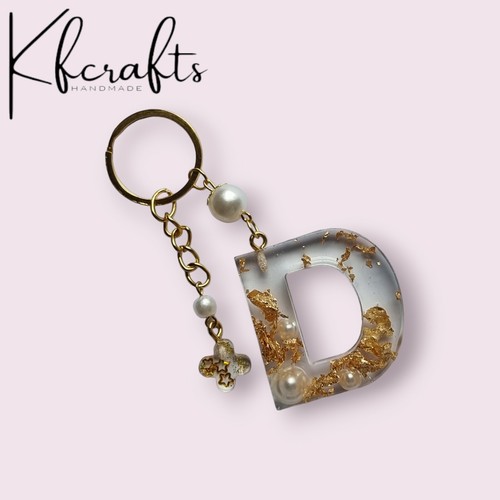 Resin initial letter keyring - initial,