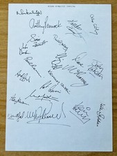 Hand Signed A4 Team Sheet -