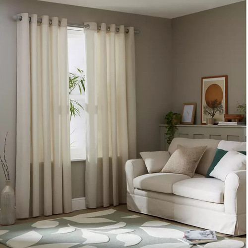 Window eyelet curtain - curtain, cream
