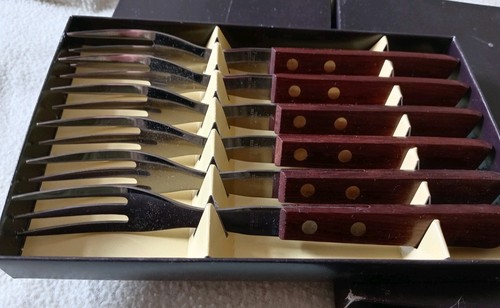 Vintage steak forks teak - vintage,