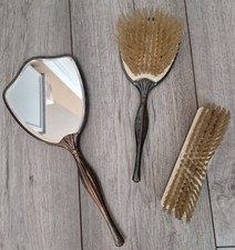 3 Piece Dressing Table Vanity Set Mirror And Brushes Silver Plated
