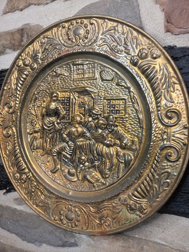 Vintage embossed brass wall - embossed,