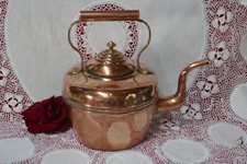 LARGE ANTIQUE VINTAGE KETTLE COPPER BRASS TEA WATER BOILING SWAN NECK OLD