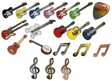 Ukulele Banjo Electric Acoustic Guitar Heavy Metal Rock Country Enamel Pin Badge