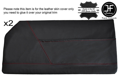 Red stitch front door card - door,