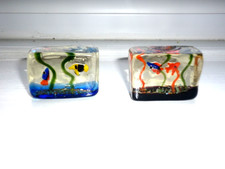 ( 2 ) MURANO ?? GLASS AQUARIUM TROPICAL FISH  CUBES