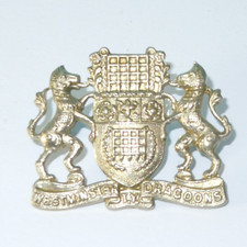 WESTMINSTER DRAGOONS BRITISH ARMY CAP BADGE ON LUGS