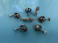Vintage Sterling Silver Palm Tree Trees And Pineapple Charm Lot 7 Tropical Vaca