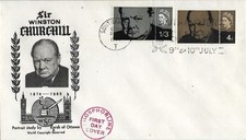 1965 CHURCHILL PHOSPHOR ON SUPERB ILLUSTRATED FDC - SOUTHAMPTON T SLOGAN PMK
