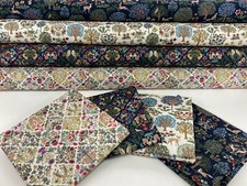 Mini Woodland Fabric Quilting  Cotton Art Nouveau Forest Animals 'Petite' Navy