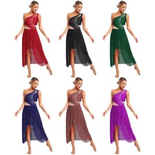 Women Dress Flowy Leotard Waltz Dancewear Competition Performance Modern Skirt
