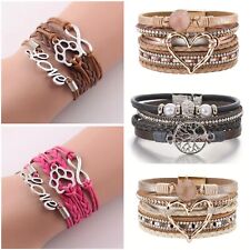 Charming Handmade Boho Gypsy Design Leather Unisex Adjustable Bracelet Gift UK