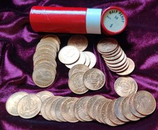 50x 1967 British Half Penny Mint/Uncirculated Condition, in vintage coin roll.