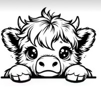 8” funny cute highland cow decal vinyl wall art sticker car bonnet camper van 
