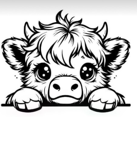 Funny cute highland cow - 8”,
