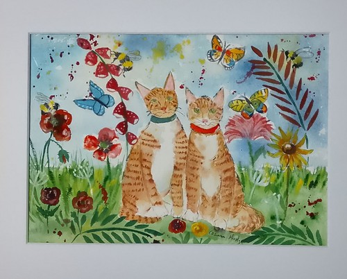 Ginger kittens among flowers - ginger,