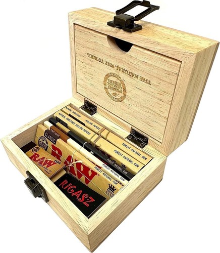 Raw wooden rolling box gift - raw,