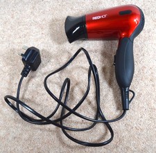 Red Hot 37070 Compact 1200W Red Black Travel Folding Handle 2 Heat Hair Dryer