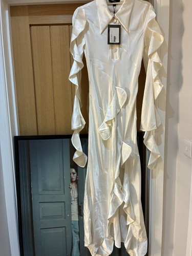 Ellery ivory satin long sleeve - ivory,