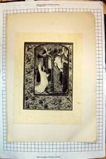 Original Old Antique Print