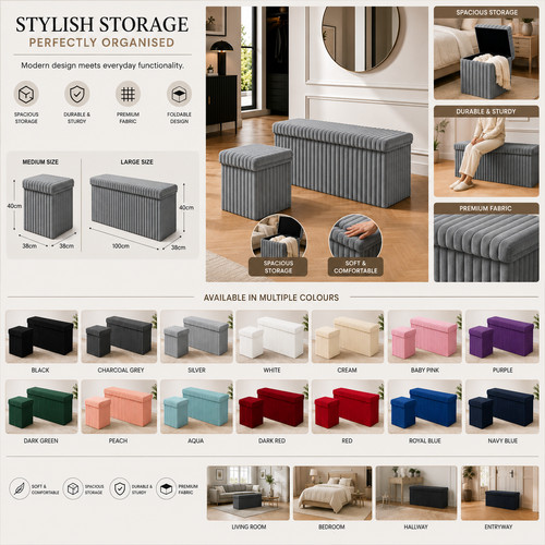 Ribbed storage box ottoman - storage,