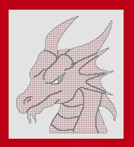 Blackwork dragon cross - blackwork,