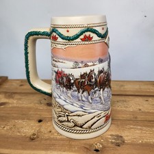 Budweiser Christmas Holiday Beer Stein 1995 " American Honestead " Decorative UK