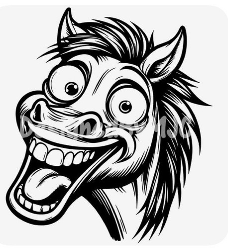 Laughing horse head car - 4”,