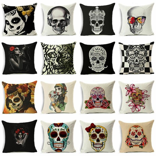 Pillow case cushion skull - pillow,