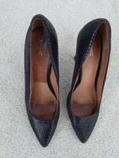 Ladies Black Next Shoes Size 7 Crocodile All Leather High 4 Inch Heels Good Cond