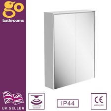 White Mirrored Bathroom Cabinet Double Door LED Infrared Cupboard 55cm | Nessel
