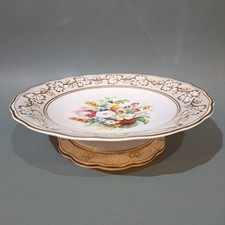 Vintage Staffordshire Bone China Comport / Cake Stand Hand Decorated