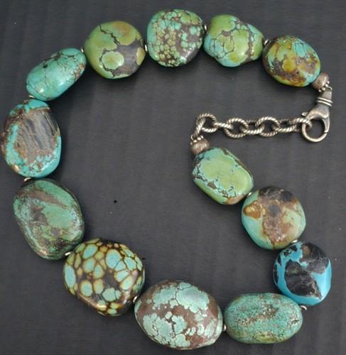 Turquoise chunky bead necklace - turquoise,