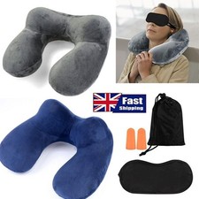 Inflatable U-Shaped Neck Pillow Travel Flight Soft Head Rest Air Support Cushion