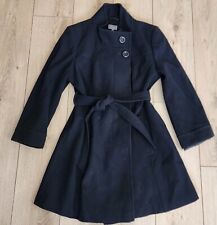 Jeff Banks Pea Coat Womens UK 12 Black Button Polyester Blend Belt Outdoor
