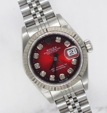Rolex Datejust Ladies 26mm in Steel & White, Red Diamond - with Box & Paper.