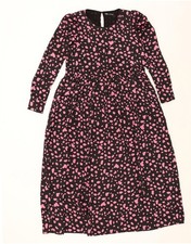 ZARA Womens Long Sleeve Maxi Dress UK 10 Small Black Spotted JX09