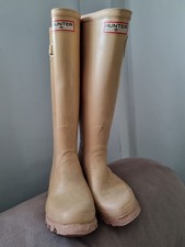 Hunter Originals Cream Tall Wellington Boots Uk 3