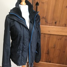 Superdry Black Triple Zipped Jacket Mens Size Small Ladies 12 Boys age 13