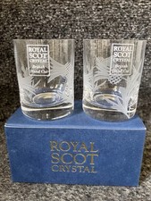 Royal Scot Crystal Pair -  Tot Glasses With Thistle Pattern.